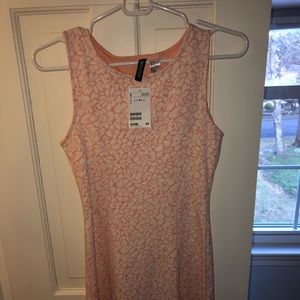 Pink and white floral print mini dress